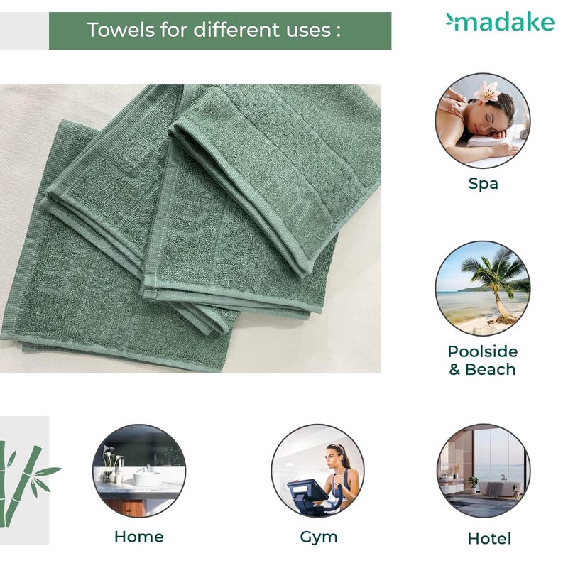madake Face Towel for Travel Spas and Gyms Quick Dry Towel Lightweight AntiBacterial AntiOdor Super Soft Super Absorbent 33X33 cms 480 GSM Ethical Green - Image 5