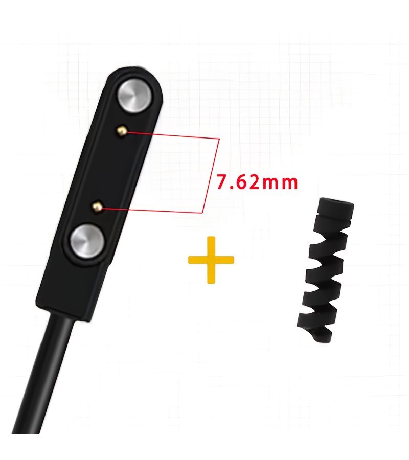 USB Smartwatch Charging Cable 4.0mm Black with Spiral Protector for FM08 G12 - Image 4