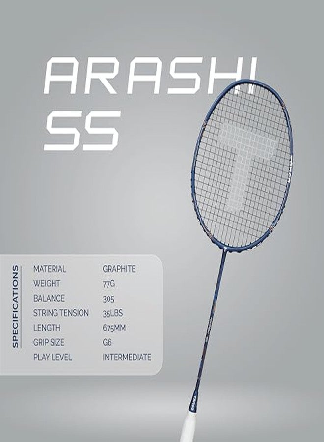 TANSO Arashi SS Strung Badminton Racket (35 Lbs Tension, Recommended by Padukone School of Badminton, 77 Grams Ultra Light Weight Full Carbon Fiber with Premium Strings and Full Racquet Cover) - Image 4