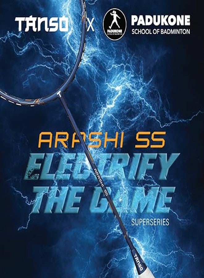 TANSO Arashi SS Strung Badminton Racket (35 Lbs Tension, Recommended by Padukone School of Badminton, 77 Grams Ultra Light Weight Full Carbon Fiber with Premium Strings and Full Racquet Cover) - Image 3