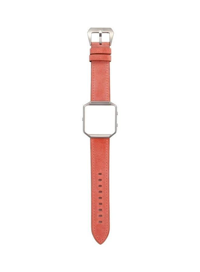 NIBEMINENT Fresh Style Leather Replacement Strap Watchband For Fitbit Blaze Orange - Image 1