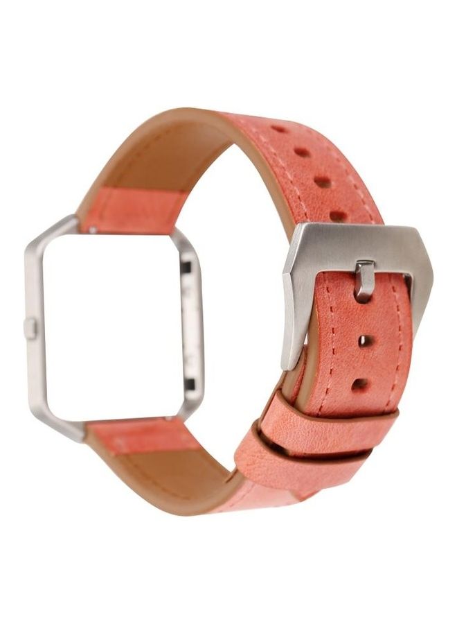 NIBEMINENT Fresh Style Leather Replacement Strap Watchband For Fitbit Blaze Orange - Image 3
