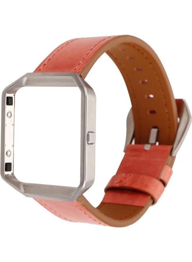 NIBEMINENT Fresh Style Leather Replacement Strap Watchband For Fitbit Blaze Orange - Image 2