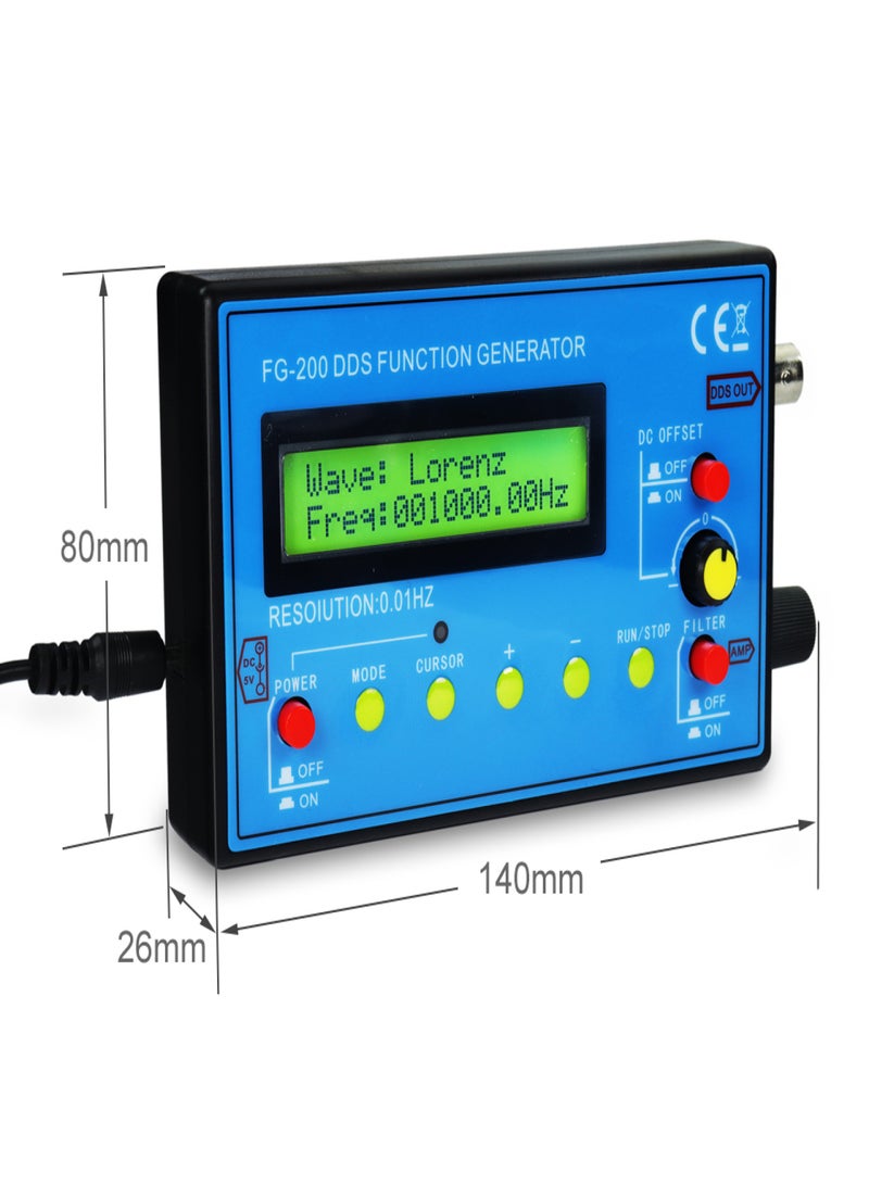 FG-200 DDS Function Signal Generator Frequency Counter 0.01Hz - 500KHz Signal Source Module Sine+Square+Sawtooth Waveform - Image 4
