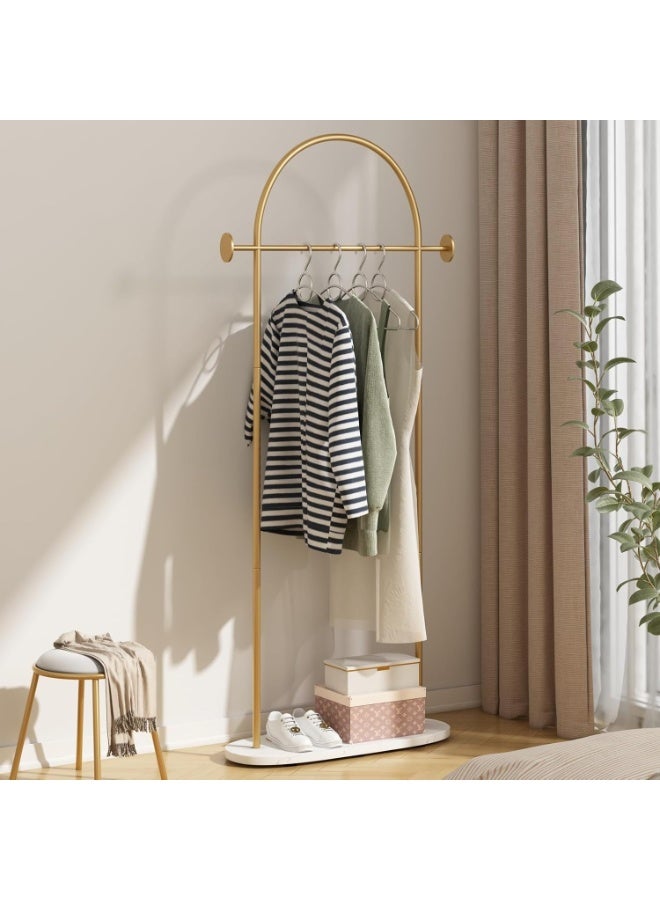 YQbest Modern Metal Coat Rack Freestanding Fashionable And Versatile Coat Rack And Clothes Hanger Stand Half Round Shape Multi Functional Arch Shaped Metal Coat Hanger For A Sleek And Organized Living Space For Bedroom Entryway Living Room Boutique Office Clothing Store Gold - Image 1
