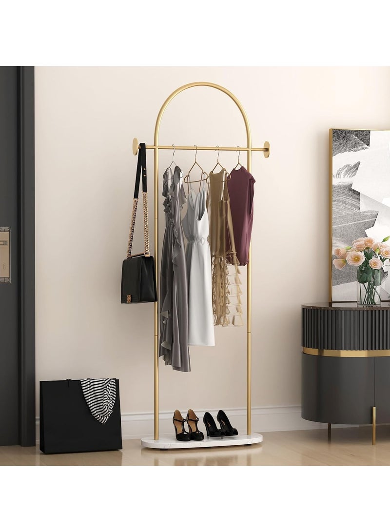 YQbest Modern Metal Coat Rack Freestanding Fashionable And Versatile Coat Rack And Clothes Hanger Stand Half Round Shape Multi Functional Arch Shaped Metal Coat Hanger For A Sleek And Organized Living Space For Bedroom Entryway Living Room Boutique Office Clothing Store Gold - Image 3