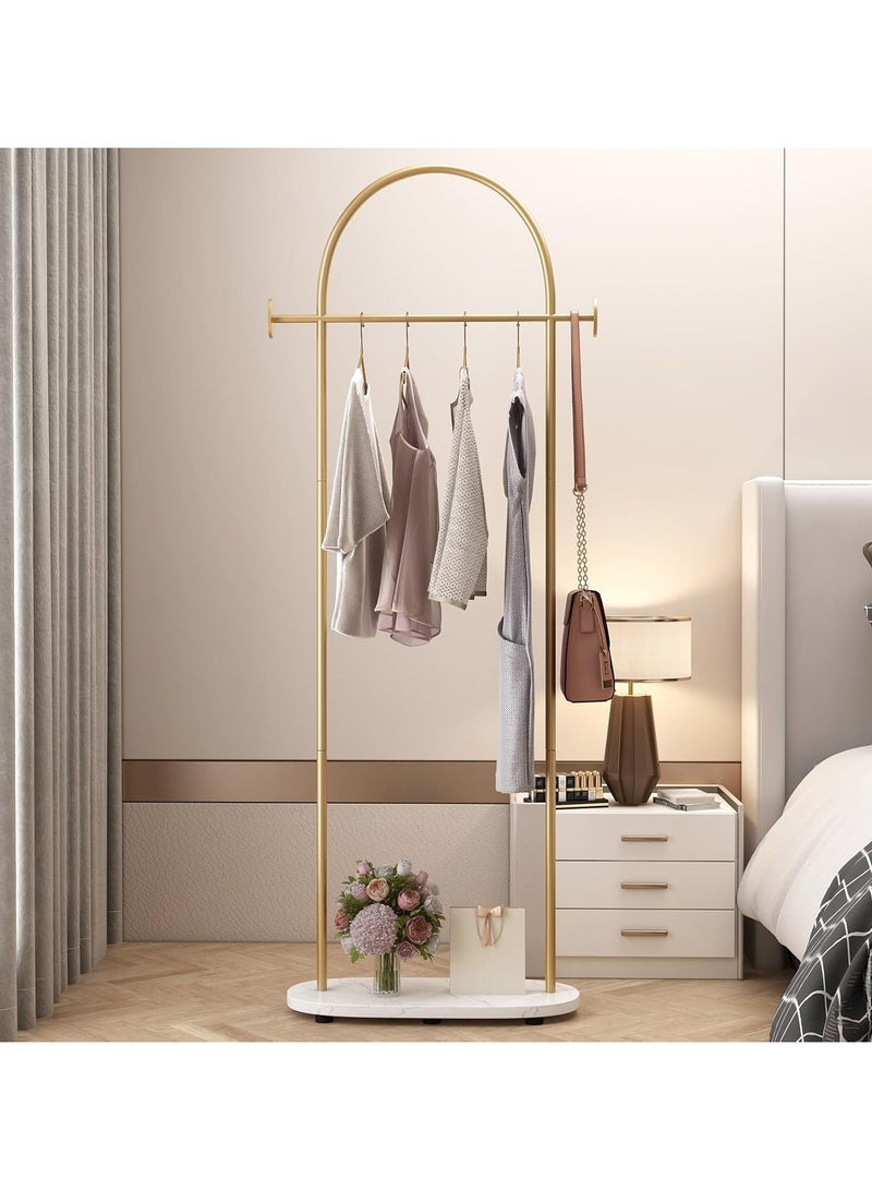 YQbest Modern Metal Coat Rack Freestanding Fashionable And Versatile Coat Rack And Clothes Hanger Stand Half Round Shape Multi Functional Arch Shaped Metal Coat Hanger For A Sleek And Organized Living Space For Bedroom Entryway Living Room Boutique Office Clothing Store Gold - Image 2