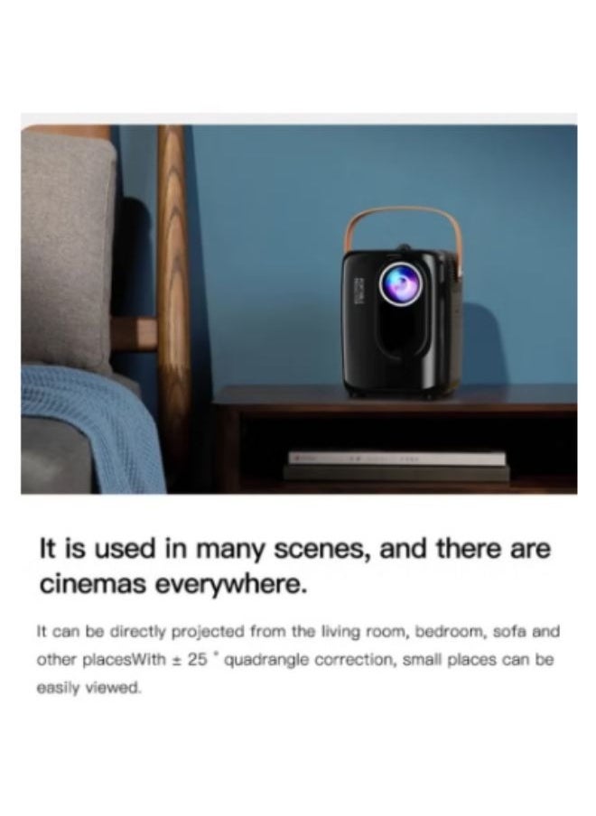 Umiio A007 Portable Smart Intelligence Projector Full HD 1080P, Android Video Projector with 5G WiFi & Bluetooth, Compatible With iOS Android HuaweiCast Suitable for Outdoor Meeting and Home Theater Black