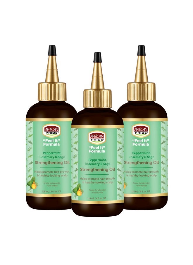 African Pride Feel It Formula, Strengthening Oil With Peppermint, Rosemary, And Sage, Helps Promote Hair Growth, Nourishing Treatment For Split Ends And Dry Scalp For All Hair Types, 4 Fl Oz, 3 Pack  - Image 1
