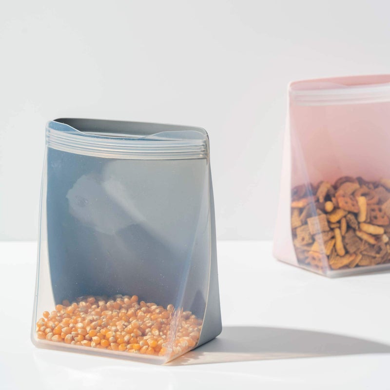 دبليو بي W&P Porter Silicone Resporting Bag Bag Sandwich (36 أوقية قائمة بذاتها) Slate Slate Food Storage Contoring Microwave و Greawasher Safe Easy Cleaning - Image 3