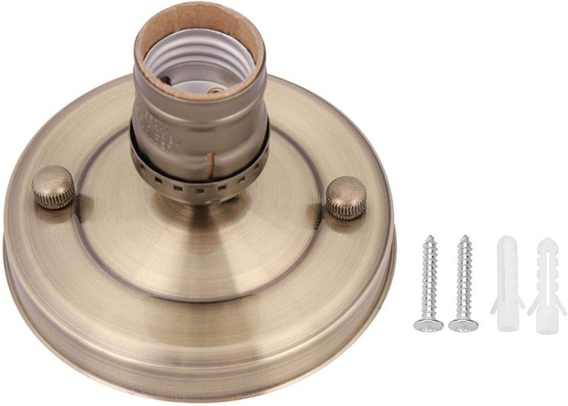 OUKENS Vintage Industrial Lamp Holder, E26/E27 Bulb Socket Base - Electroplated Iron Ceiling or Wall Light Holder for Edison Bulbs, Retro DIY Lighting Fixture (Bronze) - Image 1