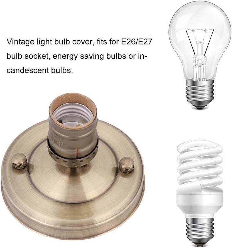 OUKENS Vintage Industrial Lamp Holder, E26/E27 Bulb Socket Base - Electroplated Iron Ceiling or Wall Light Holder for Edison Bulbs, Retro DIY Lighting Fixture (Bronze) - Image 5