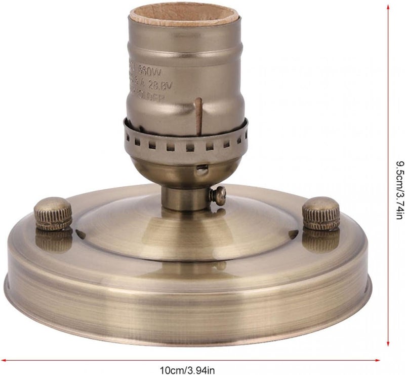 OUKENS Vintage Industrial Lamp Holder, E26/E27 Bulb Socket Base - Electroplated Iron Ceiling or Wall Light Holder for Edison Bulbs, Retro DIY Lighting Fixture (Bronze) - Image 2