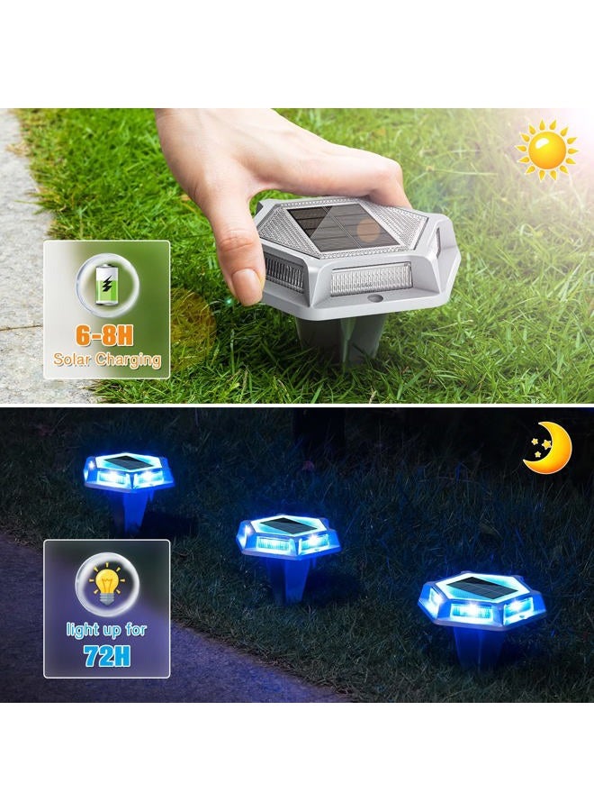 VOLISUN Solar Driveway Lights Dock Outdooor Waterproof Marker Lights,12 Pack Solar Deck Lights 2 Colors in 1 Led Wireless IP67,Solar Blue Deck Lights for Driveway Sidewalk Pathway Yard(White/Blue) - Image 5