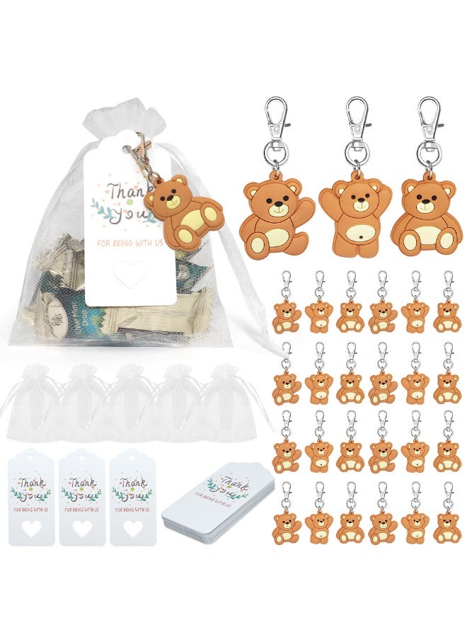 JAYATO Cute Bear keychains, bags, pendants Party Favors for 24 Guests, Birthday Gift Bags Key Chain and stickers party supplies for weddings, Mother's Day, Birthday, guests, thank-you gifts Decoration - Image 1