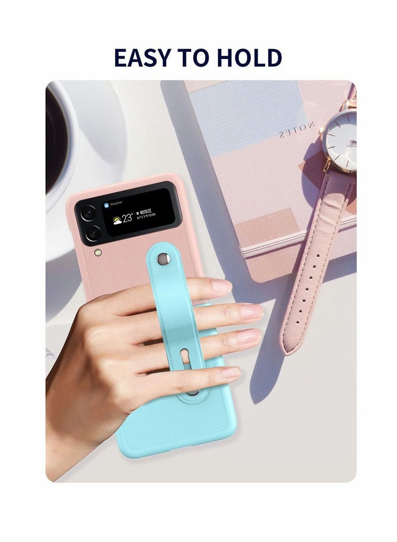 SYOSI Case for Samsung Galaxy Z Flip 4 (Z Flip4 5G), Ultra Thin Premium PC Matte Finish Anti-Scratch Cover, Silky Touch Feeling Phone Case with Retractable Stand Strap (Pink/blue) - Image 3