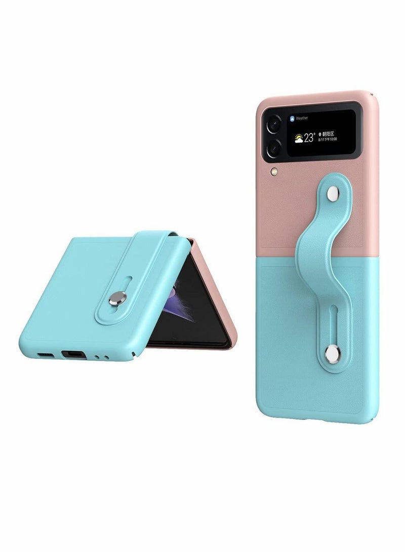 SYOSI Case for Samsung Galaxy Z Flip 4 (Z Flip4 5G), Ultra Thin Premium PC Matte Finish Anti-Scratch Cover, Silky Touch Feeling Phone Case with Retractable Stand Strap (Pink/blue) - Image 1