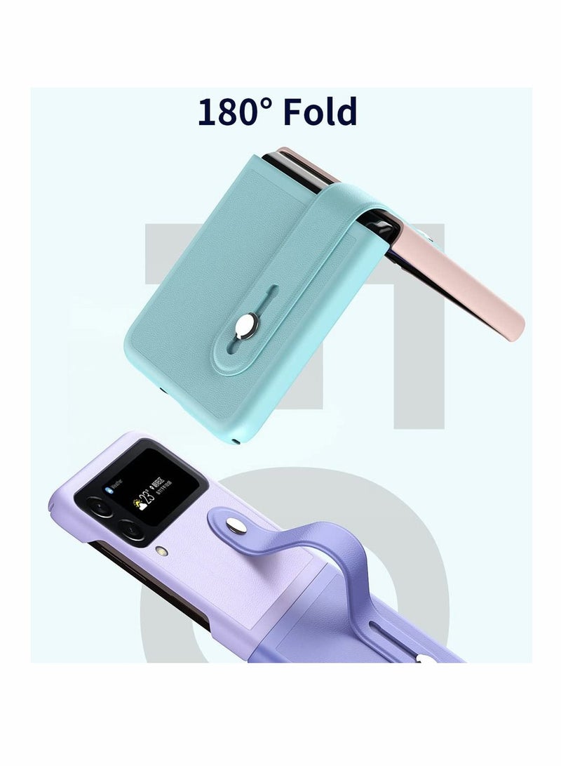 SYOSI Case for Samsung Galaxy Z Flip 4 (Z Flip4 5G), Ultra Thin Premium PC Matte Finish Anti-Scratch Cover, Silky Touch Feeling Phone Case with Retractable Stand Strap (Pink/blue) - Image 5