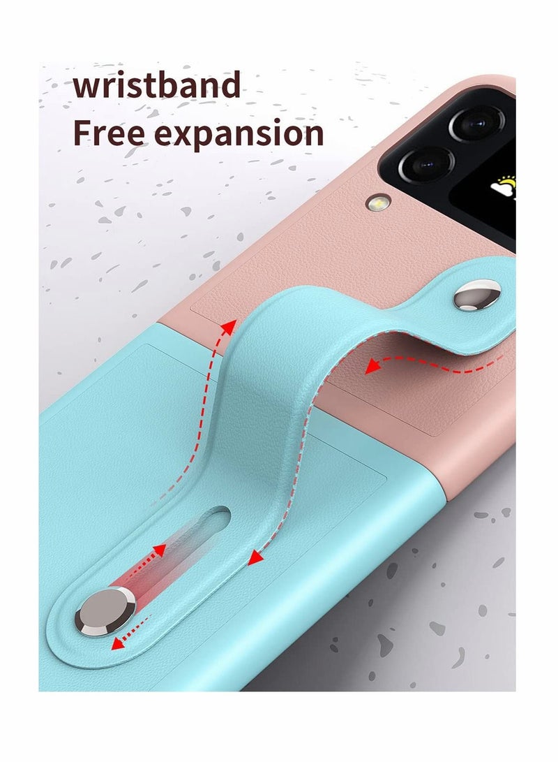 SYOSI Case for Samsung Galaxy Z Flip 4 (Z Flip4 5G), Ultra Thin Premium PC Matte Finish Anti-Scratch Cover, Silky Touch Feeling Phone Case with Retractable Stand Strap (Pink/blue) - Image 4