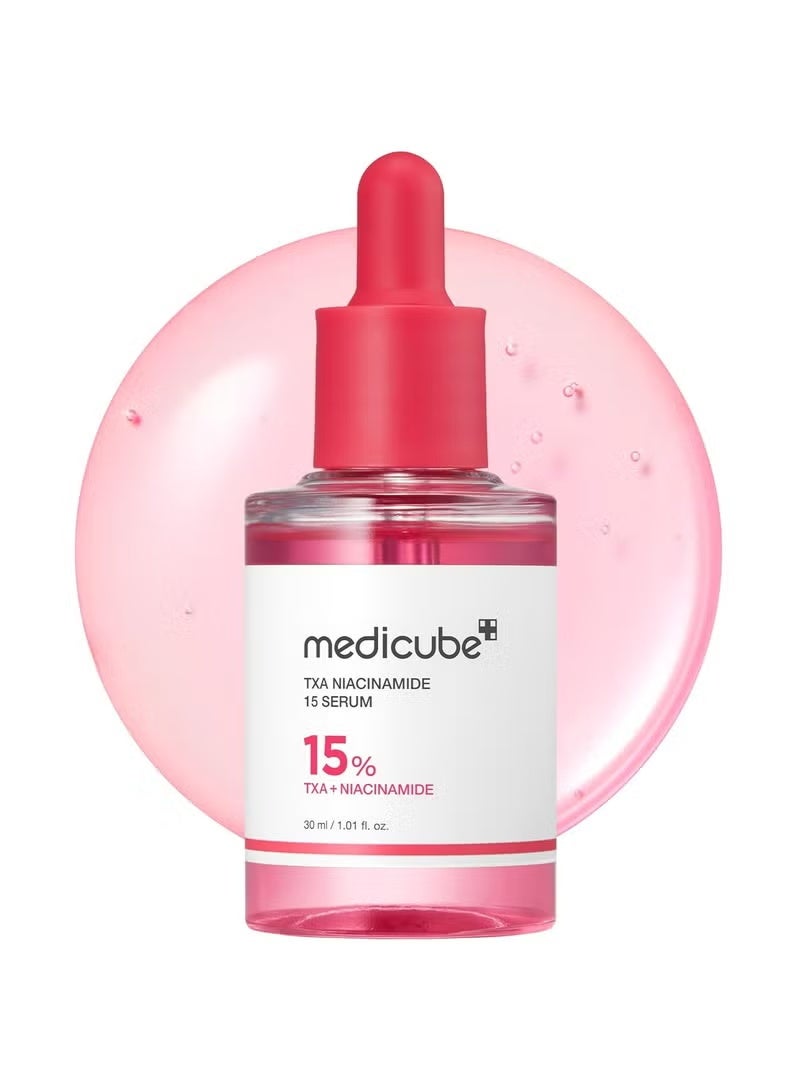 ميديكيوب سيروم الوجه المُشرق TXA+Niacinamide بتركيز 15% للعناية بالبقع بعد الاستخدام | مُنتج كوري شامل للعناية اليومية بالبشرة | مُعالجة تفاوت لون البشرة وملمسها وترطيبها | حمض الترانيكساميك عالي الفعالية 5% | 1.01 أونصة سائلة - Image 1