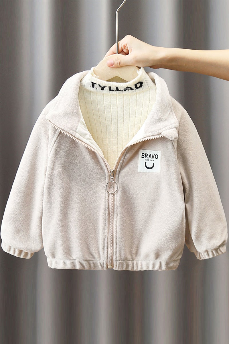 Boys' Fleece Jacket 2023 New Winter Clothes Children'S Warm Polar Fleece Warm Top Winter Ruan Handsome - Image 4