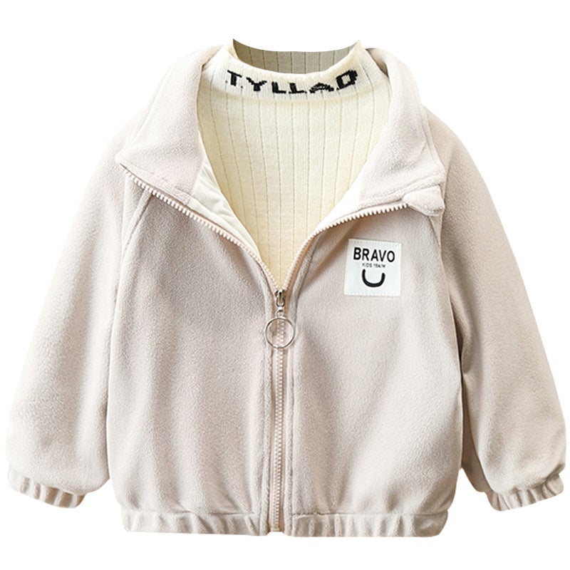 Boys' Fleece Jacket 2023 New Winter Clothes Children'S Warm Polar Fleece Warm Top Winter Ruan Handsome - Image 5