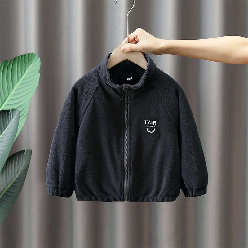 Boys' Fleece Jacket 2023 New Winter Clothes Children'S Warm Polar Fleece Warm Top Winter Ruan Handsome - Image 1