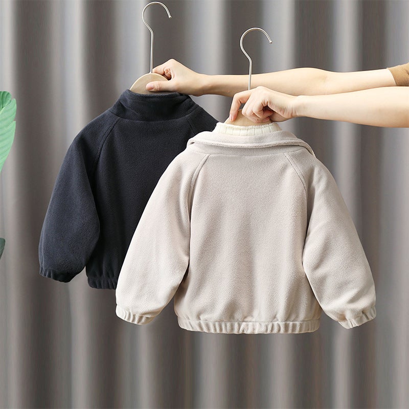 Boys' Fleece Jacket 2023 New Winter Clothes Children'S Warm Polar Fleece Warm Top Winter Ruan Handsome - Image 3