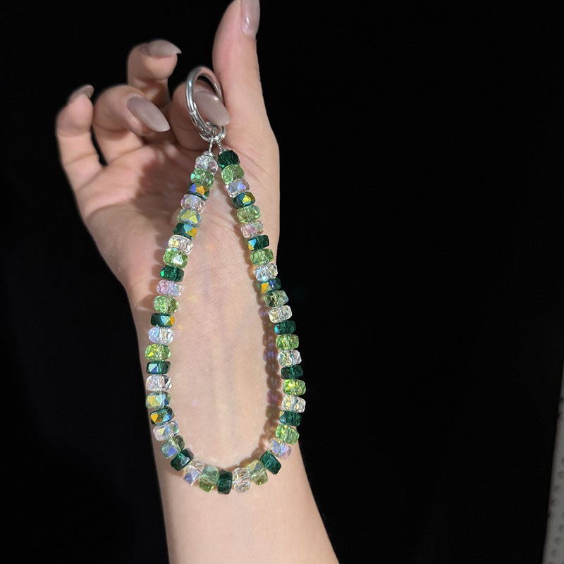 Double-layer Wheel Crystal Mobile Phone Chain Advanced Sense Wrist Anti-lost Mobile Phone Lanyard DIY Beaded Bag Hanging Accessories - Image 1