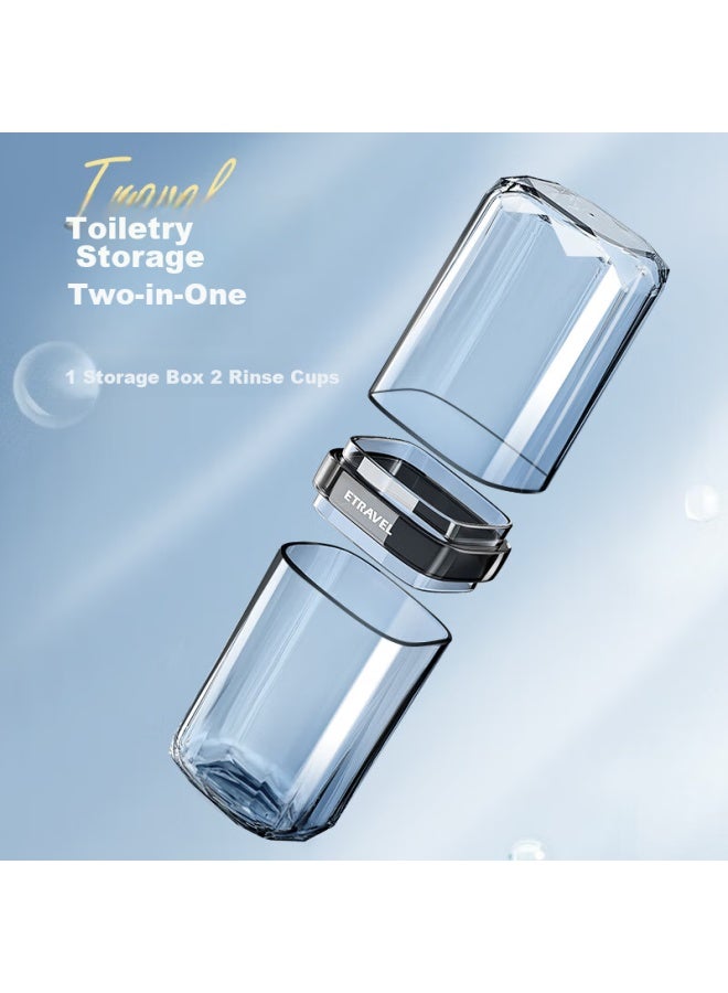ETRAVEL Etravel Travel Toiletry Cup Set, Detachable 2 Mouthwash Cups, Toothbrush Cups, Storage Box, Empty Cups, Elegant Gray - Image 2