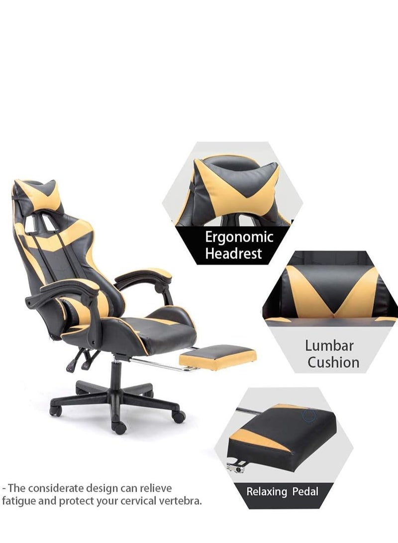 TIMO Gaming Chair Office Chair with Footrest Ergonomic Racing Chair Reclining Video Gaming Chair Leather Adjustable Armrest High Back Gaming Chair with Headrest and Lumbar Support with Massage - Image 3