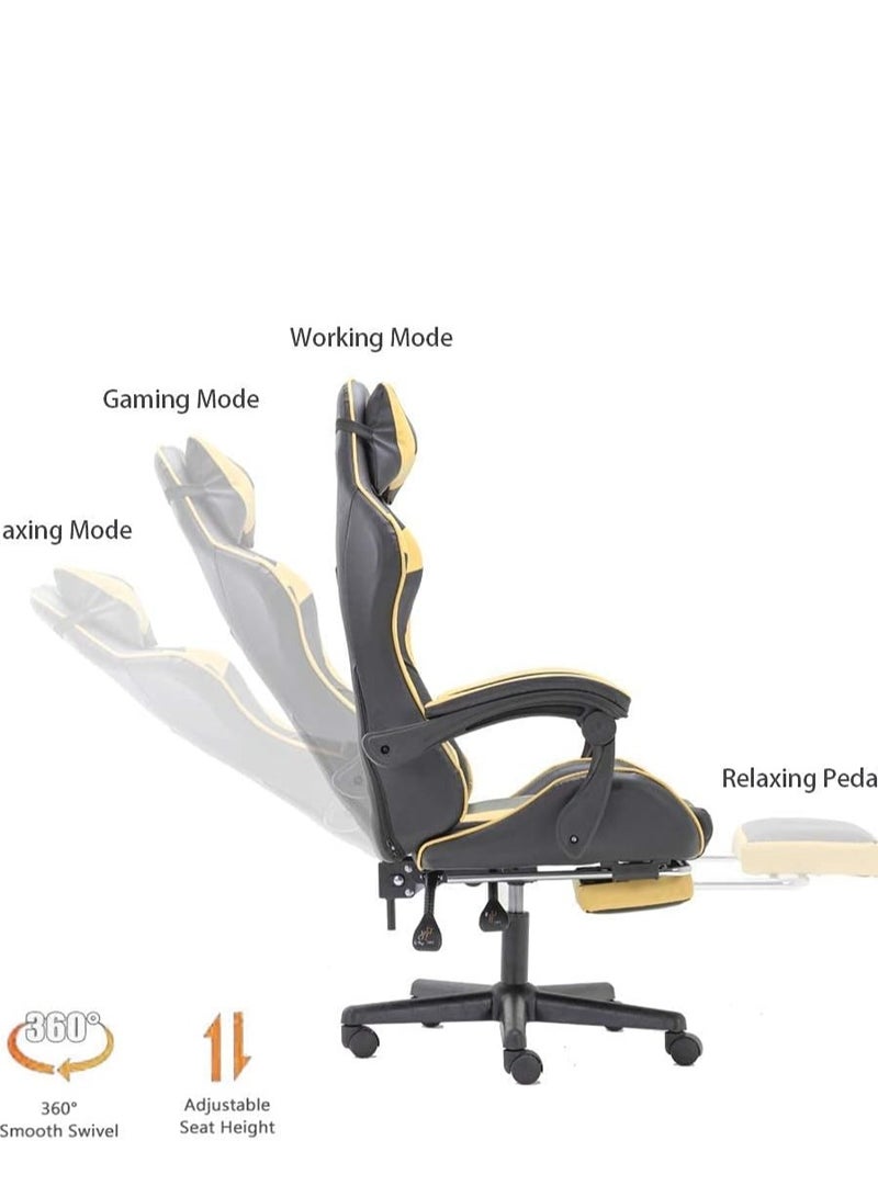 TIMO Gaming Chair Office Chair with Footrest Ergonomic Racing Chair Reclining Video Gaming Chair Leather Adjustable Armrest High Back Gaming Chair with Headrest and Lumbar Support with Massage - Image 2