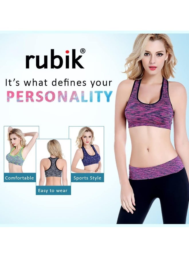 Rubik حمالة صدر رياضية للنساء، دعم عالي مبطن مضاد للصدمات بتصميم Racerback بدون seams جاف سريع تأثير عالي لليوغا وصالة الألعاب الرياضية والتدريب والجري واللياقة البدنية (متوسط، أخضر) - Image 5