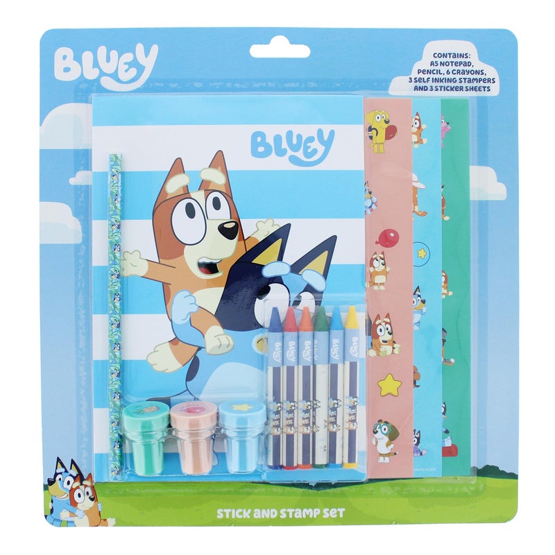 Blueprint Collections Bluey Stick & Stamp Set | Bluey Colouring Set | Bluey Stationary Sets | Bluey Stationery Set | Bluey Toys - Image 1