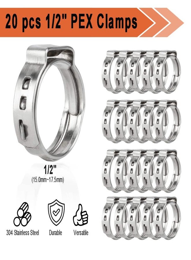 TT Flex Brass PEX Fittings All in One Kit with 12 Pcs 1/2" Tee Elbow Coupling Pipe Fittings，Pex Cinch Clamp Fastening Tool,Pipe Cutter and 20 Pcs 1/2" PEX Clamps - Image 3