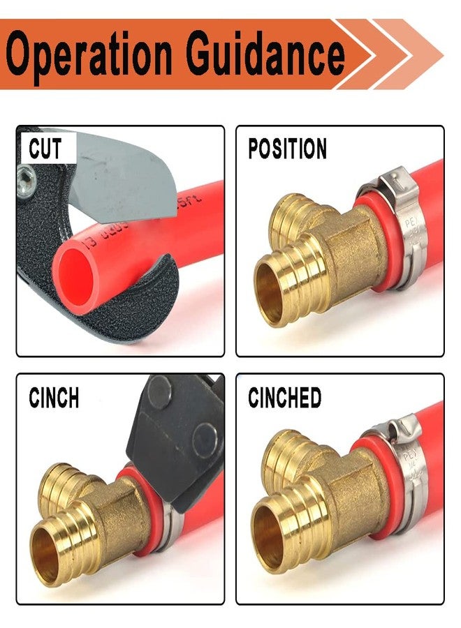TT Flex Brass PEX Fittings All in One Kit with 12 Pcs 1/2" Tee Elbow Coupling Pipe Fittings，Pex Cinch Clamp Fastening Tool,Pipe Cutter and 20 Pcs 1/2" PEX Clamps - Image 5