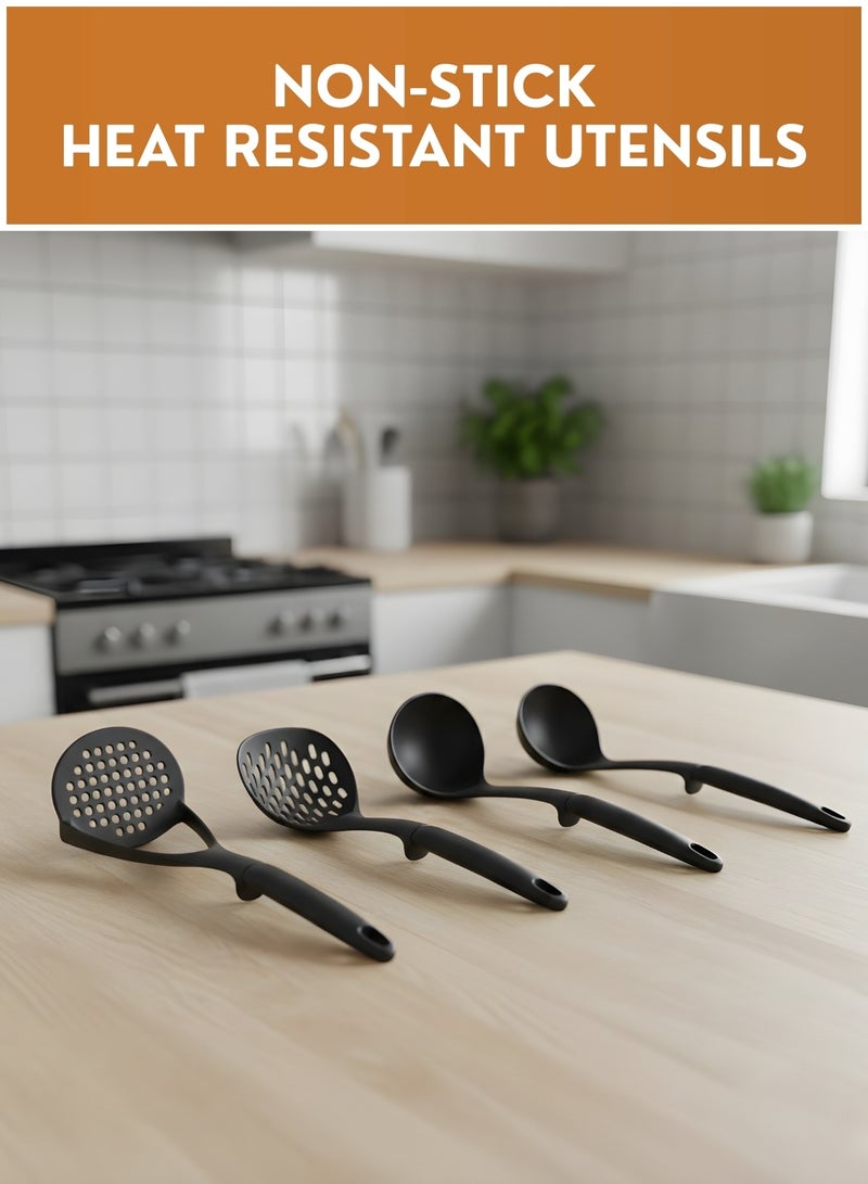 زستو طقم سكاكين مطبخ من الفولاذ المقاوم للصدأ مكون من 12 قطعة مع حامل أكريليك دوار - طقم سكاكين وأدوات طهي من الفولاذ المقاوم للصدأ بمقابض مانعة للانزلاق للاستخدام المنزلي والمهني - Image 4