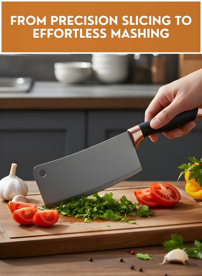 زستو طقم سكاكين مطبخ من الفولاذ المقاوم للصدأ مكون من 12 قطعة مع حامل أكريليك دوار - طقم سكاكين وأدوات طهي من الفولاذ المقاوم للصدأ بمقابض مانعة للانزلاق للاستخدام المنزلي والمهني - Image 2