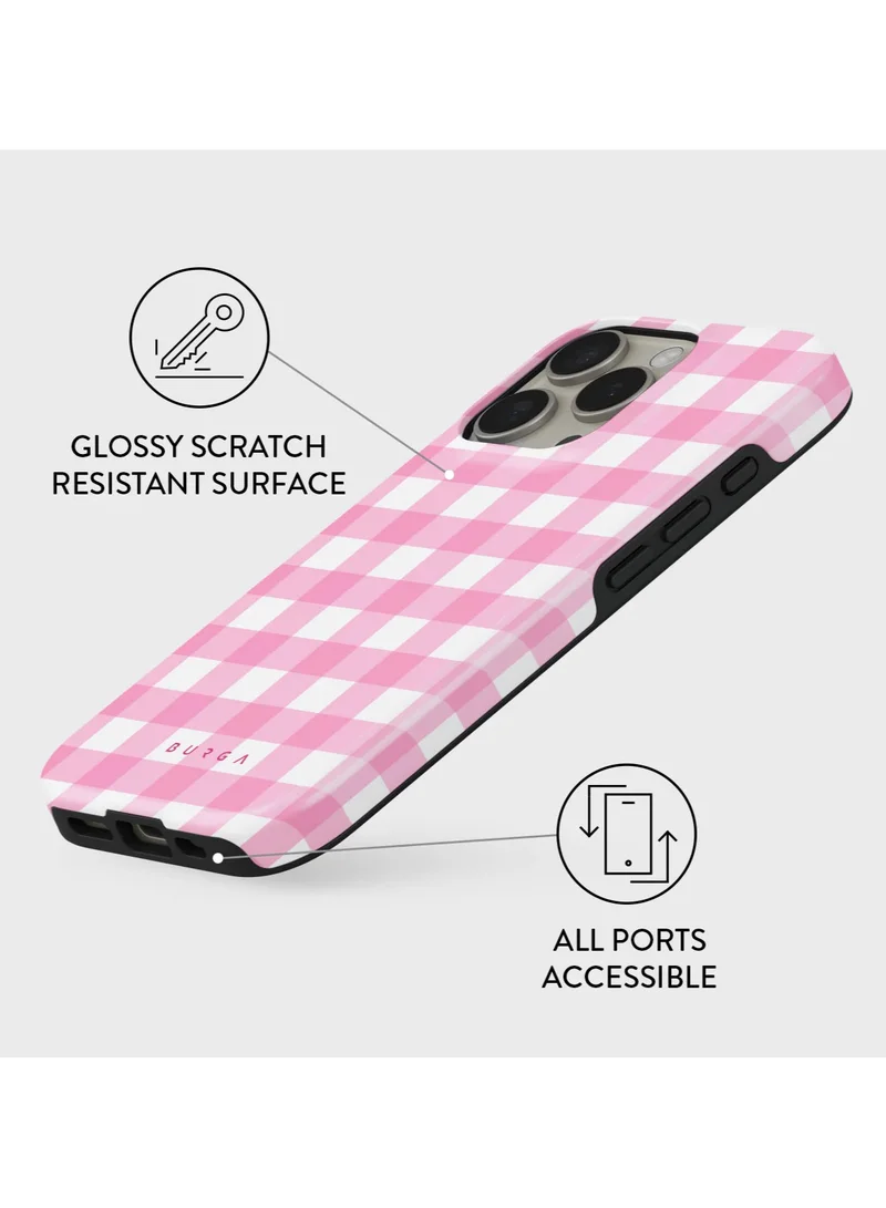 BURGA iPhone 16 Pro Max Case, 2 Piece Hard Shell + TPU Interior, Shock Absorption, All Port Accessible, Raised Bezel For Screen & Camera Protection, Never Fading HQ Print, Think Pink