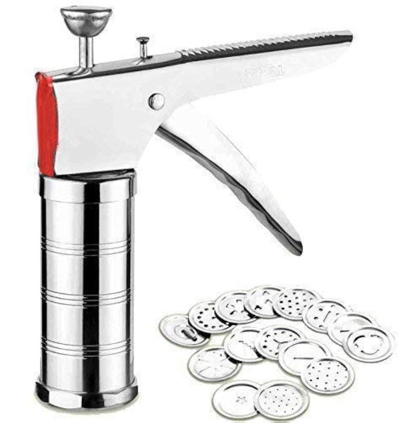 AMENDAS Chakali/Sev Sancha Stainless Steel, Kitchen Press with 15 Different Types of Jalies for Murukku Maker/Bhujiya Maker/Cookies/Namkeen/Noodles/Farsan Maker/Gathiya Maker - Image 1
