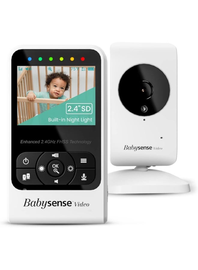 Babysense Baby Monitor with Camera and Audio Video Long Range Room Temperature Infrared Night Vision Two-Way Talk Lullabies and High Capacity Battery Model V24R - Image 1