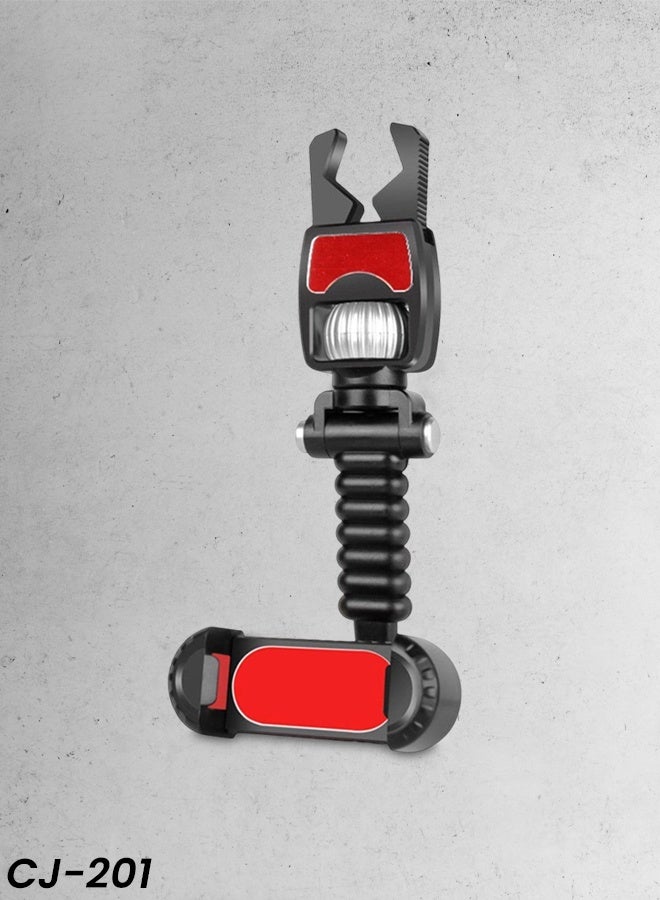 CJ-201 Universal 360° Rotating Rearview Mirror Phone Holder for Car/Home - Multi-functional Adjustable Clip Mount Stand, Telescopic Swivel Arm, GPS Navigation, Vertical & Horizontal Display, Shock-Resistant. - Image 1