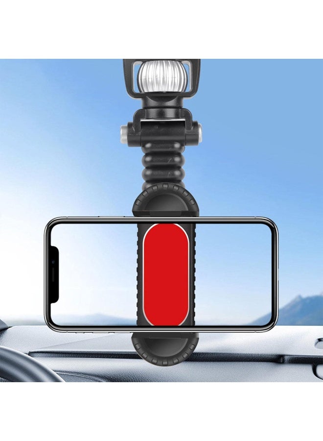 CJ-201 Universal 360° Rotating Rearview Mirror Phone Holder for Car/Home - Multi-functional Adjustable Clip Mount Stand, Telescopic Swivel Arm, GPS Navigation, Vertical & Horizontal Display, Shock-Resistant. - Image 4