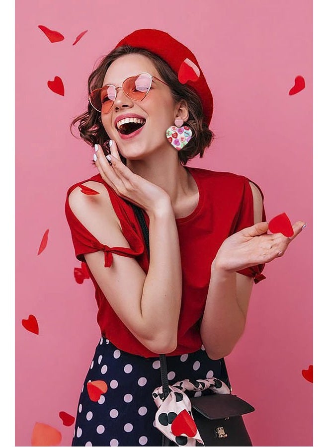 BSJELL أقراط قلب حب XOXO رسالة قلب مطبوعة أقراط دائرية من لوسيت هدايا يوم الحب لنساء غالنتينز - Image 3