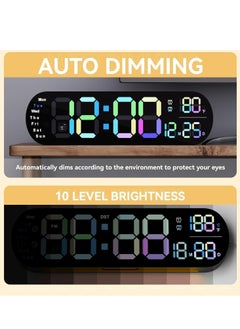 Vparty Digital Wall Clock Large Display, 14 inch Large Digital Wall Clock with RGB Color Remote Control, Date Week Temperature DST, Auto Brightness Dimmer Big Clock with Night Lights  - Image 2