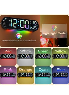 Vparty Digital Wall Clock Large Display, 14 inch Large Digital Wall Clock with RGB Color Remote Control, Date Week Temperature DST, Auto Brightness Dimmer Big Clock with Night Lights  - Image 5