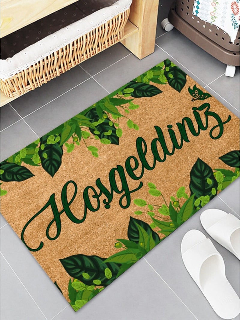 Esnature Green Ivy Leaf Patterned Doormat with Welcome Text 45X70 cm  - Image 5