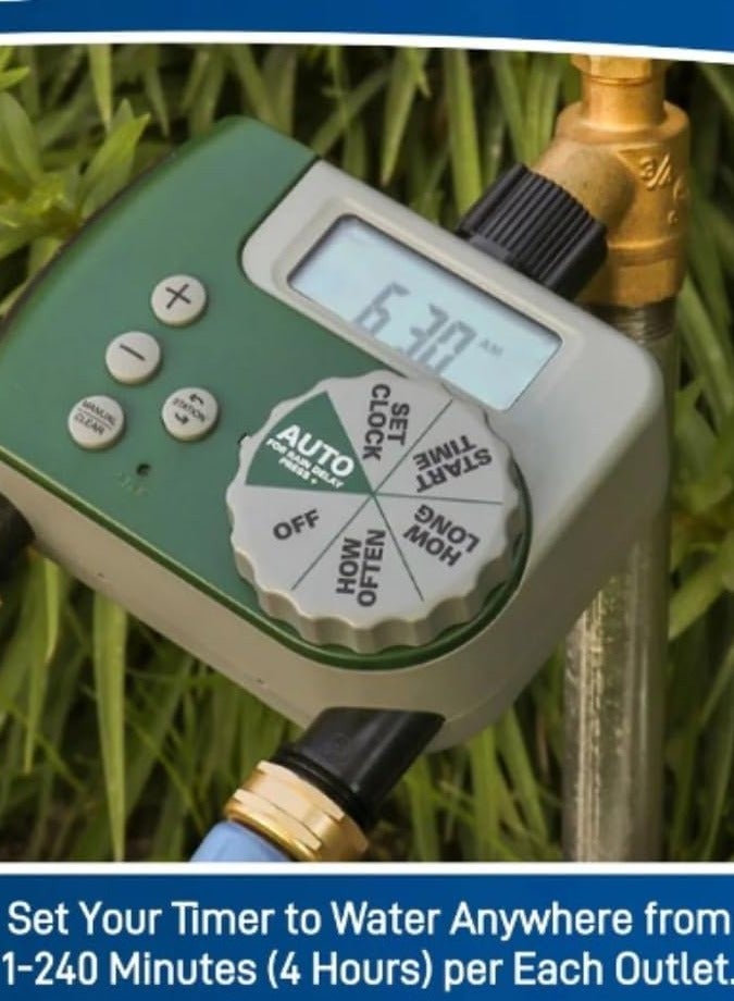 Orbit Buddy II 94148 Double Station Tap Timer – Dual Outlet Garden Hose Watering Timer with Programmable Automatic Irrigation, Built-in Diaphragm Valves, Easy Digital Controls - Image 3