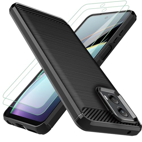 Osophter for Moto G-5G-2024 Case：with 2pcs Screen Protector Shock-Absorption Flexible TPU Rubber Protective Cell for Motorola Moto G 5G 2024 Phone Case Cover(Black) - Image 1