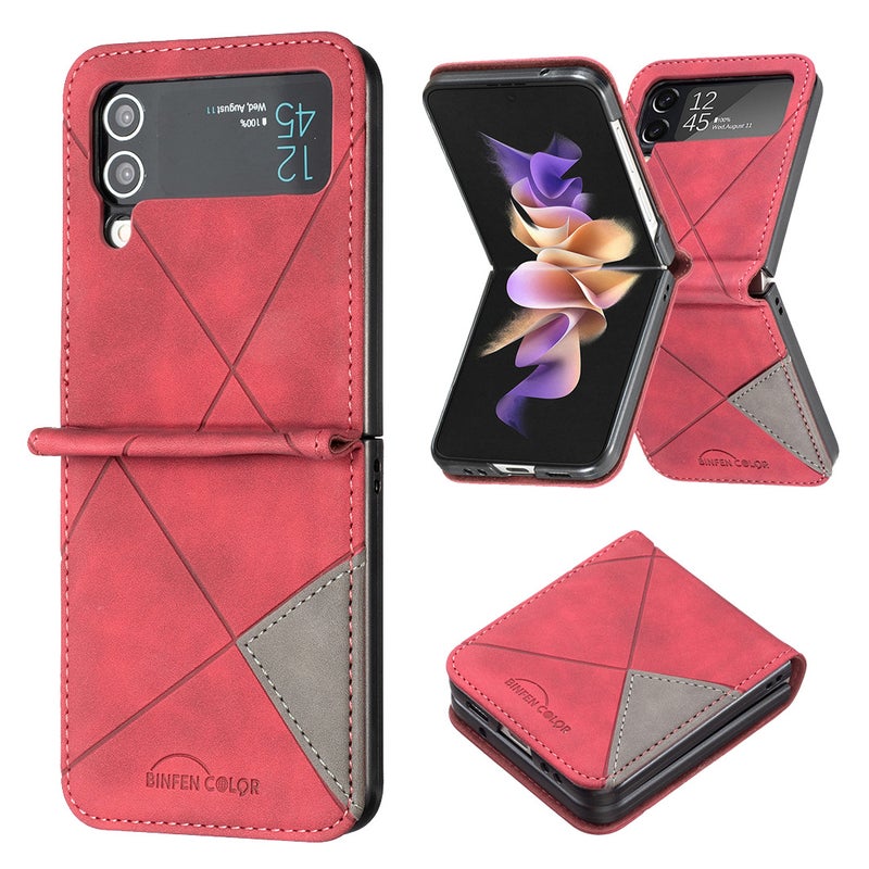 غطاء واقي، تصميم ثنائي اللون، حماية من السقوط، مقاوم للصدمات لـ Samsung Galaxy Z Flip 7، أحمر باللون الأحمر للاستخدام الداخلي للرحلات اليومية للاستخدام المتكرر - Image 1